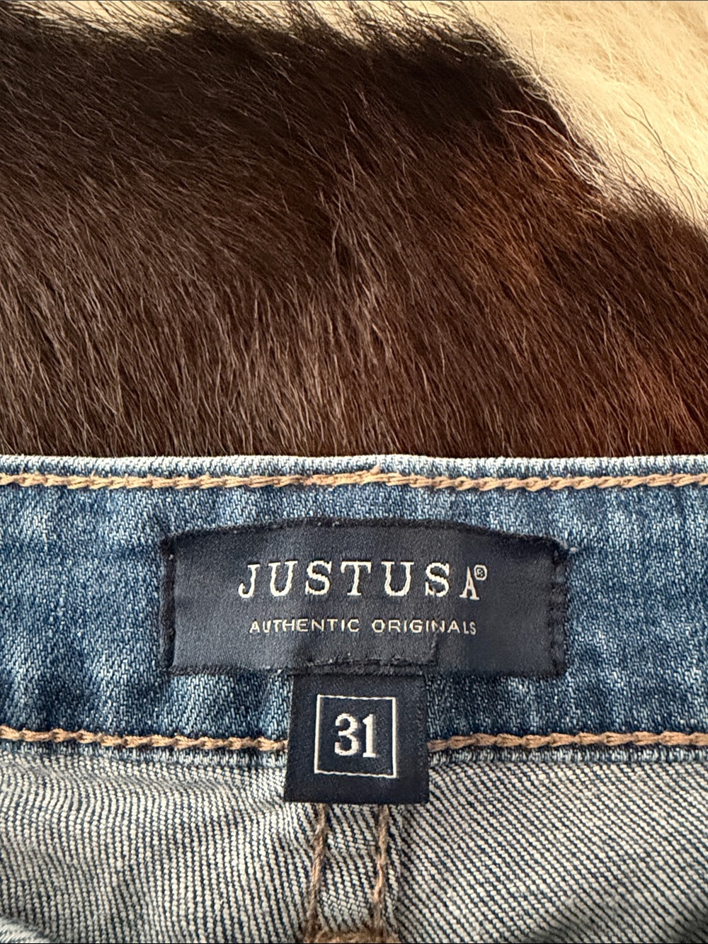 Just USA Light Blue Distressed Denim Shorts - Picture 2 of 5